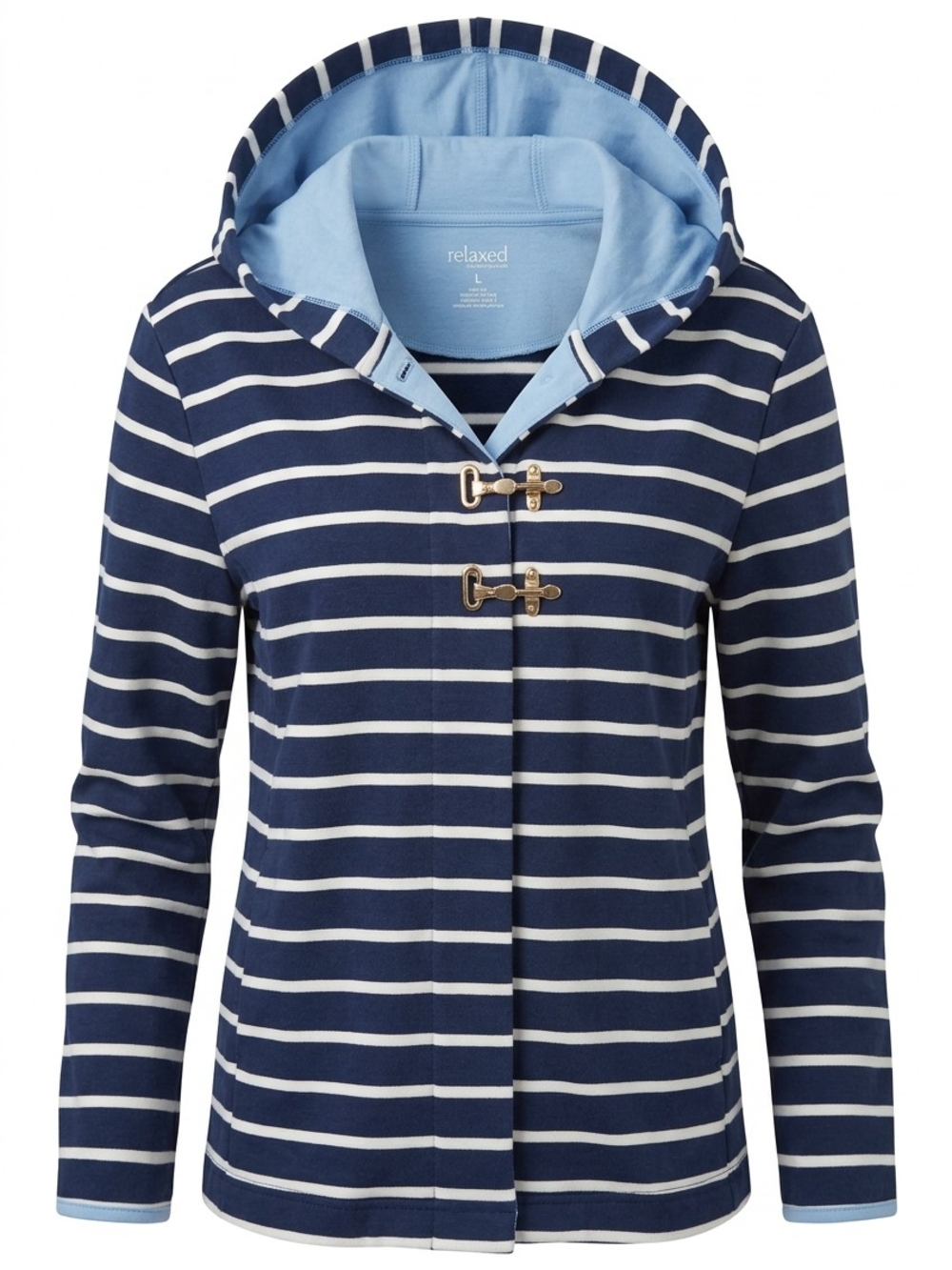 Relaxed Charted Club Hooded Sz Large - Navy & White